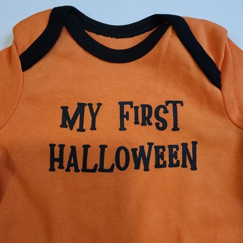Okie Dokie My first Halloween orange and black footed sleeper Size 3 months NWT